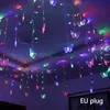 Party Decoration Color 4m European Led Butterfly Curtain Icicle Light Wedding Bar String Outdoor Waterproof And Antifreeze