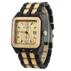 Armbandsur Bewell Sälj Men Klänning Klocka Quartz Mens Trä Wood Wrist Klockor Natural Kalender Display Bangle Present Relogio 111a