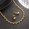 Women Fashion Pendant and Earrings Copper Alloy Golden Chain Choker Necklace Jewellery Set