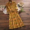 Casual Dresses Floral Print Elegant Pastel Vestidos Retro Boho Ukraine Harajuku Vacation Robe Winter Autumn Dress Women Slim Waist Korean