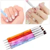 5 Pcs/set Double Ended Nail Art painting DIY design Brush with stainless dotting pen For Manicure Gel Polish accessories tool NAB005