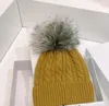 Fox Fur Pom Pom Beanie Cap Women Fashion Wool Knit Beanie/Skull Caps Sport Hats Winter Ski Caps Hat unisex