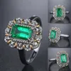 Cluster Rings JoyceJelly Silver Ring For Women Gold Color Emerald Square Gemstone Engagement Banquet Simple Fashion Jewelry Wholesale