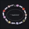 Bracelets Jewelrylove Monologue Prong Setting Colorf Crystal Cubic Zirconia Sier Color Bracelet Length 18.5 Cm S0253 Fast Link Chain Drop D