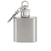 1oz Hip Flask Stainless Steel Bar Tools Keychain Mini Portable Outdoor Wine Bottle Screw Cap Whiskey Liquor Alcohol Flagon Keyring Pocket Drinkware Flasks