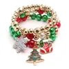 Hot Selling Fashion Jewelry Chirstmas Acrylic Beaded Children Bracelet Cute Xmas Pendant baby Girls Pearl good luck 1606 B3