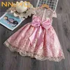 Été Rose rose Robe mignonne enfant robe enfant fille petite robe de princesse pour la fête de mariage 1 2 3 4 5 6 7 8 9 10 ans bébé filles 210317