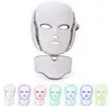 Máscara facial fotodinámica LED coreana Máscara facial y de cuello LED PDT con rejuvenecimiento de la piel con microcorriente Máscaras fotodinámicas LED Luces de 7 colores