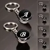 Classic Black A-Z 26 Letras Inglês Chaveiro Simples Nome Inicial Dupla Side Art Foto Vidro Bola Chaveiro Casal Aniversário Presente