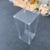 Akrylowe Clear Square Ślubne Cotnik Cylindry Pilar Kryształ Centerpiece Kwiat Stojak na Wedding Party Senyu501