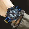 Montres de bracelets montre les montres pour hommes de la marque Top Brand Fashion Affiche à LED imperméable Quartz Digital Wristwatch Double affichage Alarme Reloj Hombre