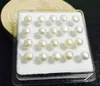 925 Silver Mixed color white black Pink 6mm natural Freshwater pearl Earrings Ear Studs 10 pairs