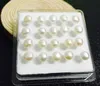 925 Silver Mixed color white black Pink 6mm natural Freshwater pearl Earrings Ear Studs 10 pairs