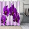 Ankomst Orchid Dusch Gardiner DIY Badrum Gardin Tyg Tvättbar Polyester för badkar Art Decor Drop 210609
