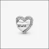 Encantos Resultados de la joyería Componentes Llegada 100% 925 Sterling Sier Sparkling Mom Heart Charm Fit Pulsera europea original Moda Aessori