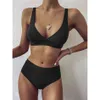 Hög midja bikini Kvinnors badkläder 2020 Baddräkt Kvinna Baddräkter Sexig Ruched Bikini Set Baddräkt för kvinnor Swim Wear Biquini x0522