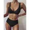 Bikini de cintura alta Bikini Traje de baño 2020 Traje de baño Mujer Swimsuits Sexy Bikini frontado conjunto traje de baño para mujeres Swim Wear Bijui X0522