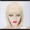 ZF 패션 30cm 8 색 S 여성을위한 Bob Bang Black Grey Synthetic Hair HN6RO V4L7i