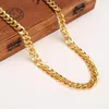 Örhängen Halsband Classics Modig Real 24K Gul Guld GF Mens Kvinna Bracelet Smycken Ställer in Solid Curb Chain Abrasion Resistant