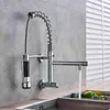 Wall Mount Spring Kitchen Faucet Handheld Spout Cold Water Kitchen Tap Dual Swive Spout In Wall Bathroom Kitchen Washing Faucet 211108