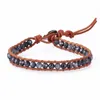 Charm Armband Kelitch Armband Natural Stone 4mm Beaded Leather Wrap Punk Smycken f￶r kvinnor odefinierade Anillos Men