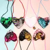 Children Heart Sequins Coin Backpacks Purse Girls Wallet Bag Crossbody Bags Sling Money Change Card Money Holder Pouch Kids Gifts