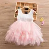 2020 Printemps / été Nouveaux filles Robe en treillis bébé dentelle dentelle princesse robe pour enfants de mariage 824 v2