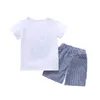 Toddler baby pojke outfit barn set tecknad drake print söt sommar t-shirt + shorts kostymer 210326