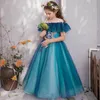 Gold Sequin Toddler Ball Gowns Girls Pageant Jewel Long Off Shoulder Formal Kids Party Gown Flower Girl Dresses For Weddings 403