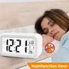 Smart Temperature Alarm Clock LED Display Digital Backlight Calendário Desktop Snooze Mudo Eletrônico Mesa Relógios Bateria Bateria