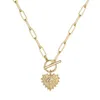 New Fashion Ethnic Real 14K Gold Plated Heart Shape Eye Necklace OT Buckle Heart Evil Ey Necklace For Women Gifts