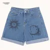 Letnia Moda Dżinsowe Szorty Kobiety Hemming Blue Boyfriend Style Krótkie spodnie Luźne Dżnowiły Spodenki Streetwear Spodenki 210611