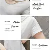 T shirt kobiety wyciąć bawełnę o-neck z krótkim rękawem tee topy casual koreański moda pusta szczupła tshirt kobieta t05226b 210421