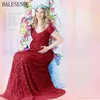Maternity Lace Dresses Photo Shoot Pregnant Women Sexy V Neck Maxi Gown Dress Pregnancy Baby Shower Photography Props Clothes Q0713