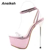 Sandalen Aneikeh Süße Frauen 2022 PVC Kristall Patchwork Knöchelgurt Plattform Sommer High Heels Hochzeit Rosa Mode Sexy Schuhe 220121