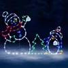 2021 Happy Active Light String Cadre Décor Drôle Animé Snowball Fight Christmas Yard Décoration En Plein Air Santa Paysage Ornement Navidad