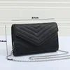 Nova Bolsa de Ombro de Luxo Marca LOULOU Designer em Forma de Y Costura Couro Feminino Cadeia de Metal Preto Clamshell Messenger Chain Sacos Atacado