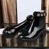 Tasarımcı Kadın Çizmeler Çöl Kalın Topuk Martin Boot Dokulu Deri Ayakkabı Kış Platformu Ayakkabı Toka Ayak Bileği Patik Kutusu Ile