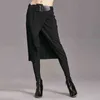 Spring Autumn Women Pants High Stretch Black Fake Two Pieces Pencil Skirt Female Fashion Trousers Streetwear WP24 211124