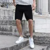 KUEGOU Mélange Coton Short Homme Jeans Slim Solide Haute Qualité Mode Denim Pantalon Été Pour Hommes Étendre Noir KK-3053 210524