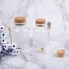 Conteneurs de bouteilles cosmétiques en plastique givré avec bouchon en liège et cuillère sels de bain masque poudre crème bouteilles d'emballage pots de stockage de maquillage