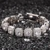 Bracelet à chaîne glacée carrée de haute qualité bracelets en or argent