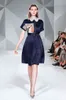 Summer Vintage Women's Short-Sleeved Strappy Dress Ladies Printed Stitching Satin Vestidos 210514