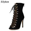 Factory_store01 Sexiga kedjor Rope Sandals Strappy High Heel Gladiator Sandals Kvinnor Lace Up GTR001 Ankelband Kvinnor Skor Klänning Skor 12cm