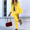 Dwuczęściowy garnitur casual Fashion Women Solid Color Button Spodnie z długim rękawem Ladies Business Women's Suits Blazers