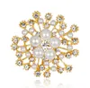 Big Snowflake Pearl Crystal Brooch utsökta blommor Corsage