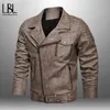Mens Casual Thick Motorcycle Jacket Male Zipper Leather Jacket Fashion Classical Coats Clothing Man Moto Leather Jacket Winter 211009
