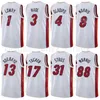 Skärmtryckt basket Jimmy Butler Jerseys 22 Dwyane Wade 3 Tyler Herro 14 Bam Adebayo 13 Kyle Lowry 1 Victor Oladipo 4 Svart Röd Vit Rosa Gula Män Kvinnor Kids