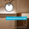 LED LED Auto Sensor Night Light Motion Motion مصباح USB قابلة لإعادة الشحن درج دافئ ديكور المنزل الإضاءة بقعة الإضاءة