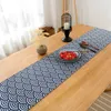 Retro Japanese Linen Cotton Table Runner Lattice Tea TV Cabinet Cover cloth Flag Decoration Home Decor 210628